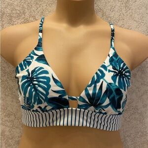 Indigo Rein Dark Teal Green and White Tropical Bikini Top